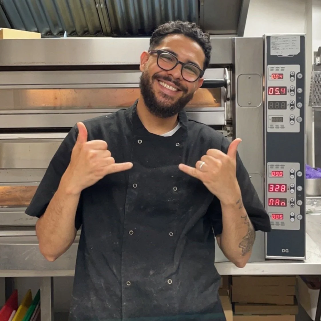 Our chef at the ovens